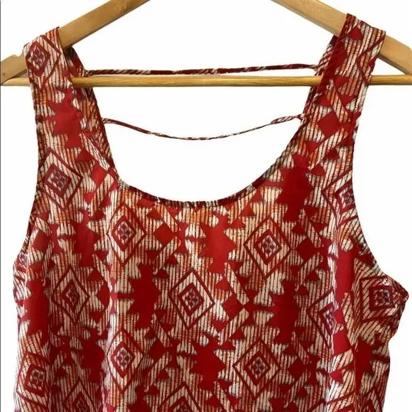 Aztec Print Red Lightweight Printed Tank Top - Picture 2 of 7